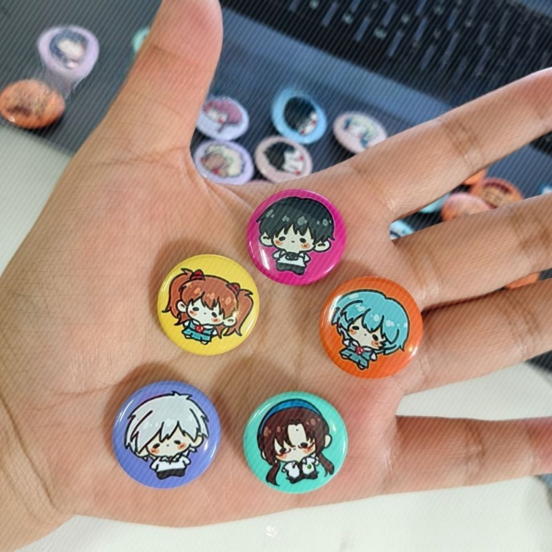 Evangelion Anime Merchandise - 5 badges/pins décoratifs miniatures mignons Genesis